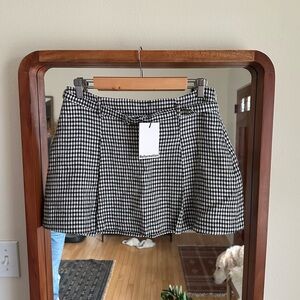 NEW Reformation Rory Linen Mini Skirt in Remy Check Black and White Women's 4